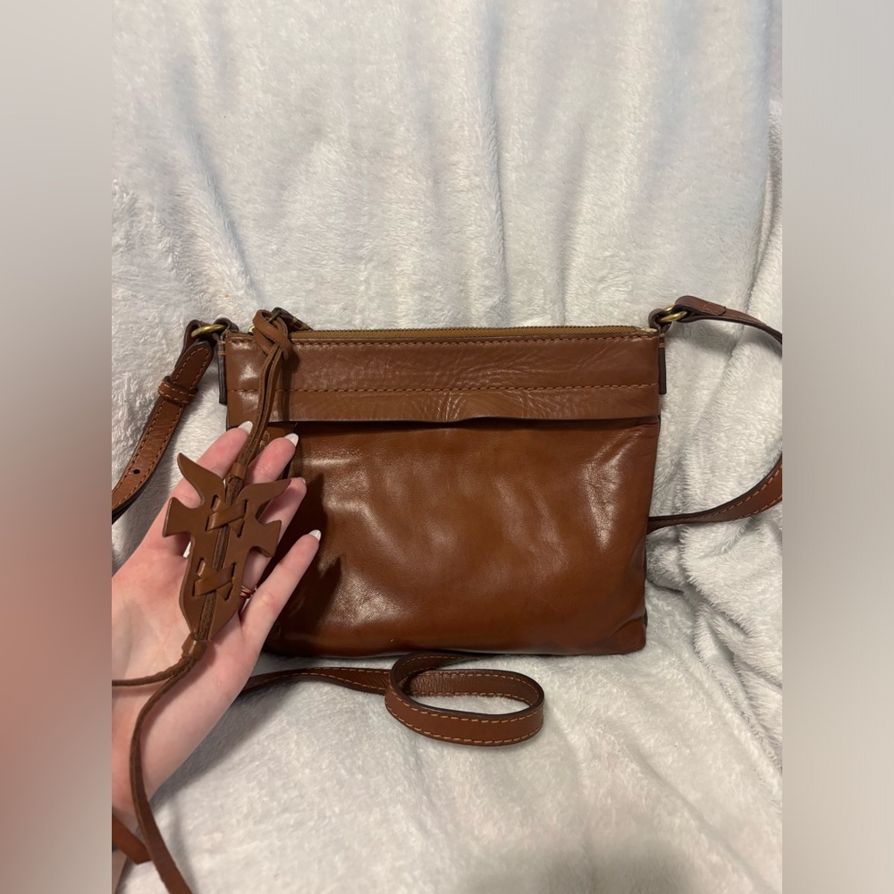 Frye double zip crossbody with Frye logo tag